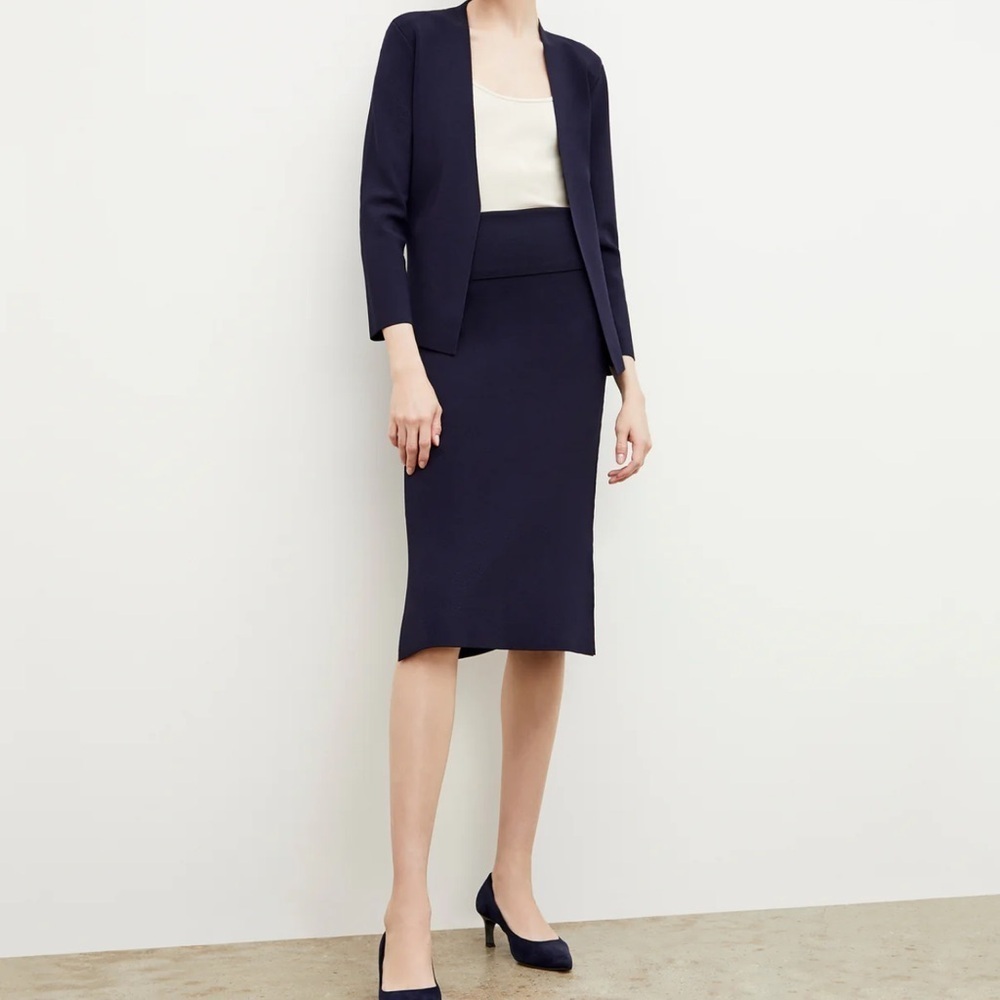 MM Lafleur Harlem Pencil Skirt in Jardigan Knit Navy S